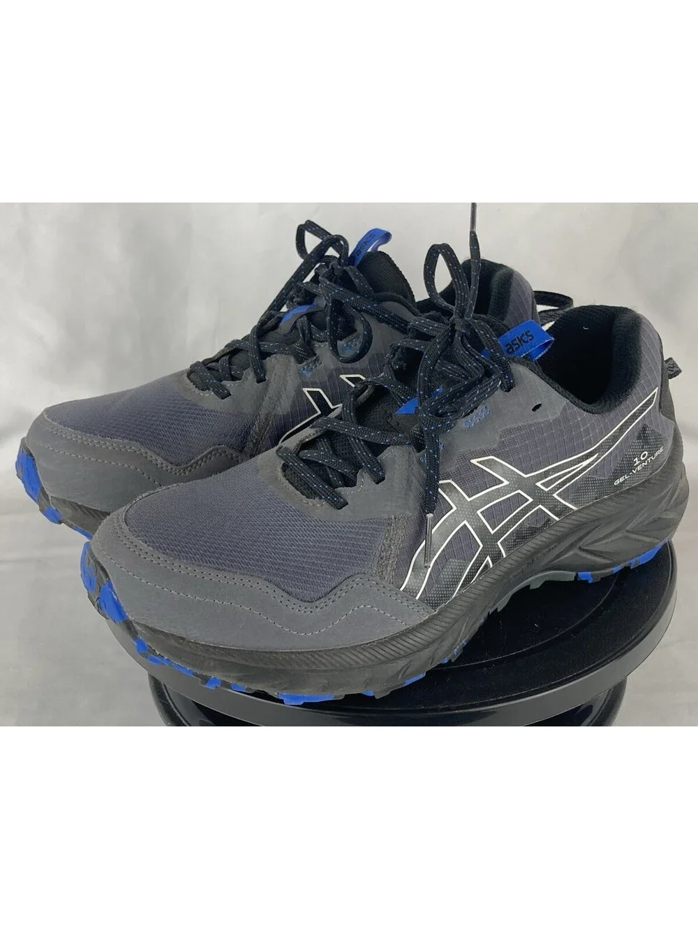 Men’s Size 8.5 ASICS GEL Venture 10 Grey Black Blue Trail Running Shoes 1011B967